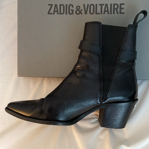 Zadig & Voltaire Tyler Cecilia Vintage Patent Boots Noir - Picture 7 of 12